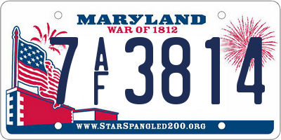 MD license plate 7AF3814