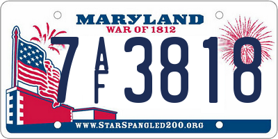 MD license plate 7AF3818