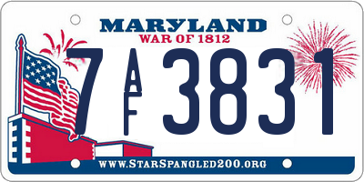 MD license plate 7AF3831