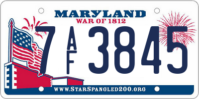 MD license plate 7AF3845