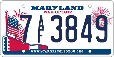 MD license plate 7AF3849