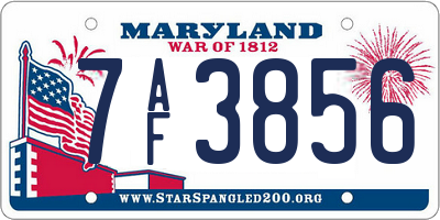 MD license plate 7AF3856