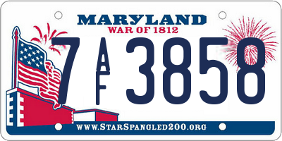 MD license plate 7AF3858