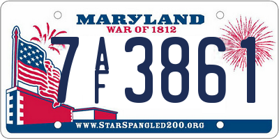 MD license plate 7AF3861