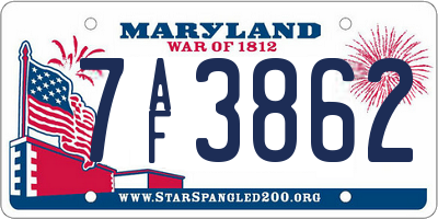 MD license plate 7AF3862