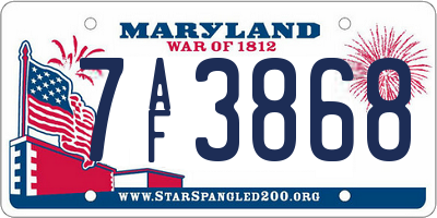 MD license plate 7AF3868