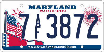 MD license plate 7AF3872
