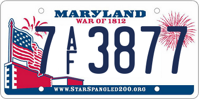MD license plate 7AF3877