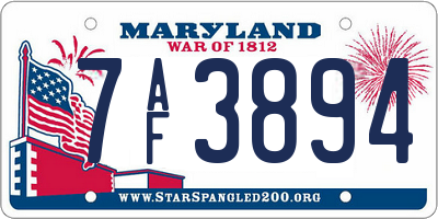 MD license plate 7AF3894