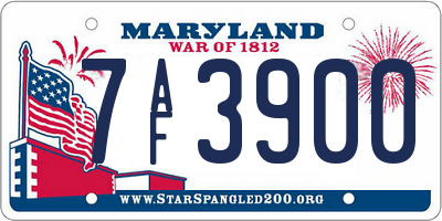 MD license plate 7AF3900