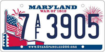 MD license plate 7AF3905