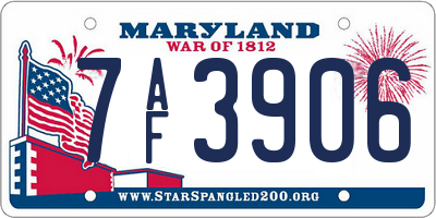 MD license plate 7AF3906