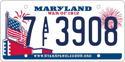 MD license plate 7AF3908