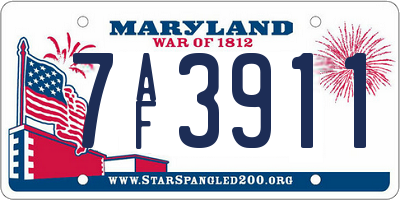 MD license plate 7AF3911