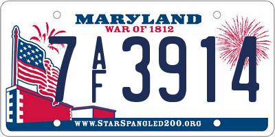 MD license plate 7AF3914