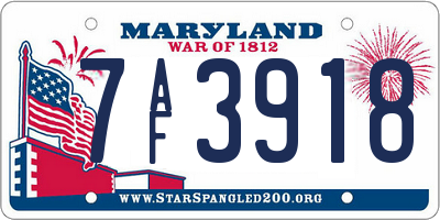 MD license plate 7AF3918
