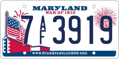 MD license plate 7AF3919