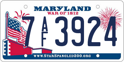 MD license plate 7AF3924