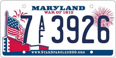 MD license plate 7AF3926