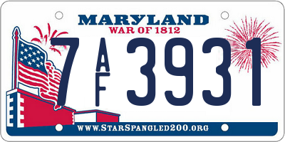 MD license plate 7AF3931