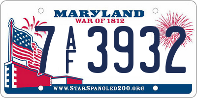 MD license plate 7AF3932