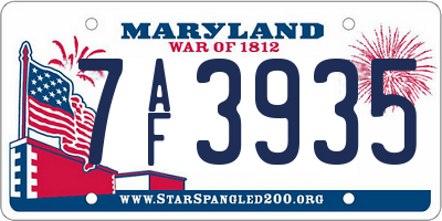 MD license plate 7AF3935