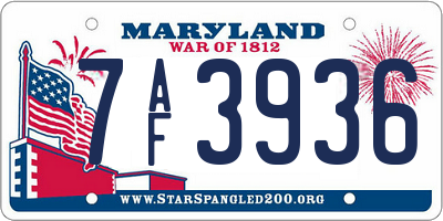 MD license plate 7AF3936