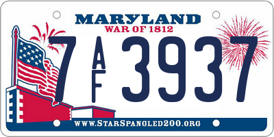 MD license plate 7AF3937