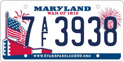 MD license plate 7AF3938