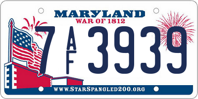 MD license plate 7AF3939