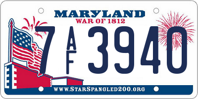 MD license plate 7AF3940