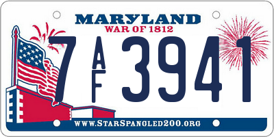 MD license plate 7AF3941