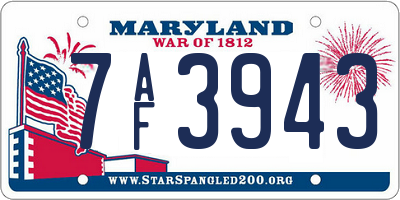 MD license plate 7AF3943