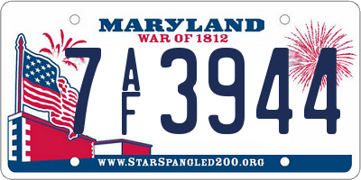 MD license plate 7AF3944