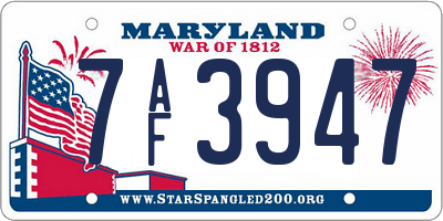 MD license plate 7AF3947