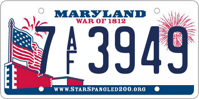 MD license plate 7AF3949