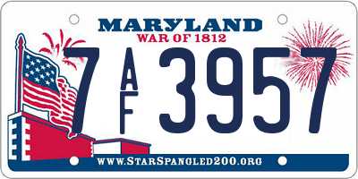 MD license plate 7AF3957