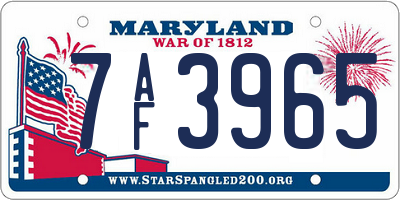 MD license plate 7AF3965