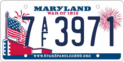 MD license plate 7AF3971