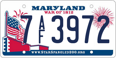 MD license plate 7AF3972