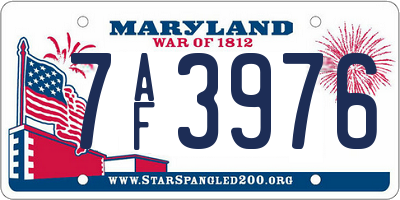 MD license plate 7AF3976