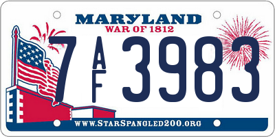 MD license plate 7AF3983