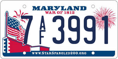 MD license plate 7AF3991