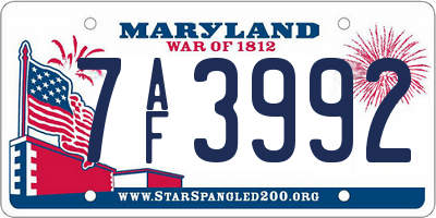 MD license plate 7AF3992