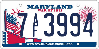 MD license plate 7AF3994