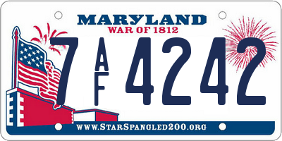 MD license plate 7AF4242