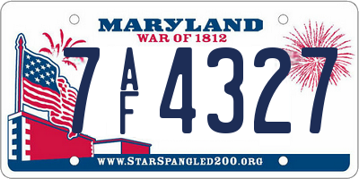 MD license plate 7AF4327
