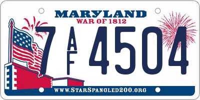 MD license plate 7AF4504