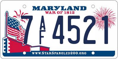 MD license plate 7AF4521