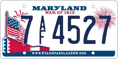 MD license plate 7AF4527